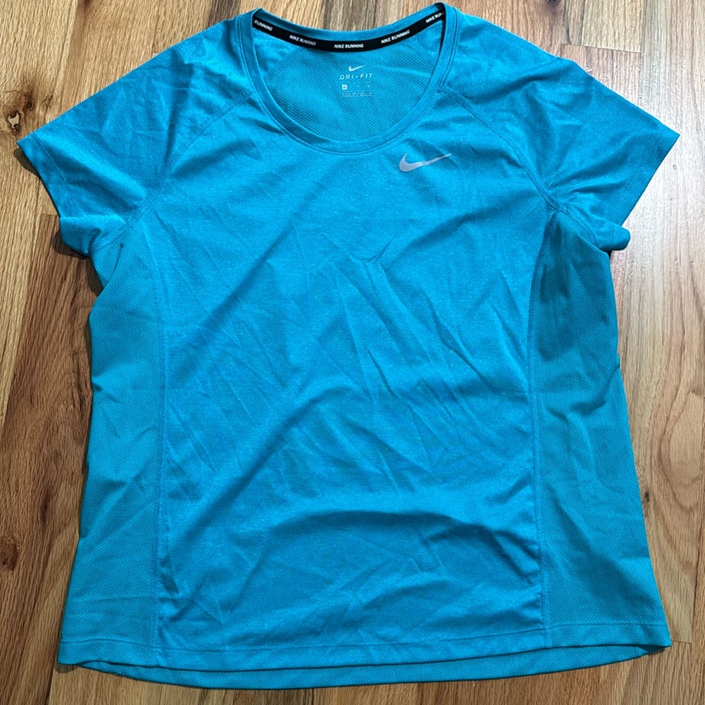 Nike Dri fit running mesh top XL Teal barely worn grey swoosh